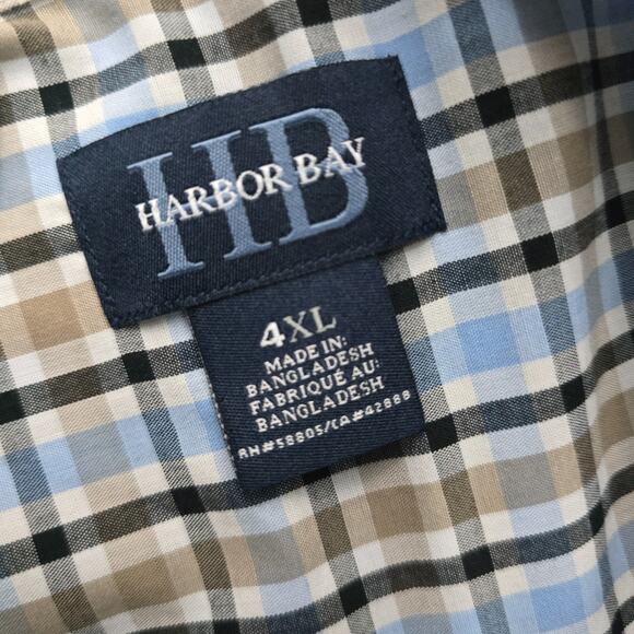 Harbor Bay 4XL short sleeve button down shirt plaid blue mens 6470 - Picture 6 of 8